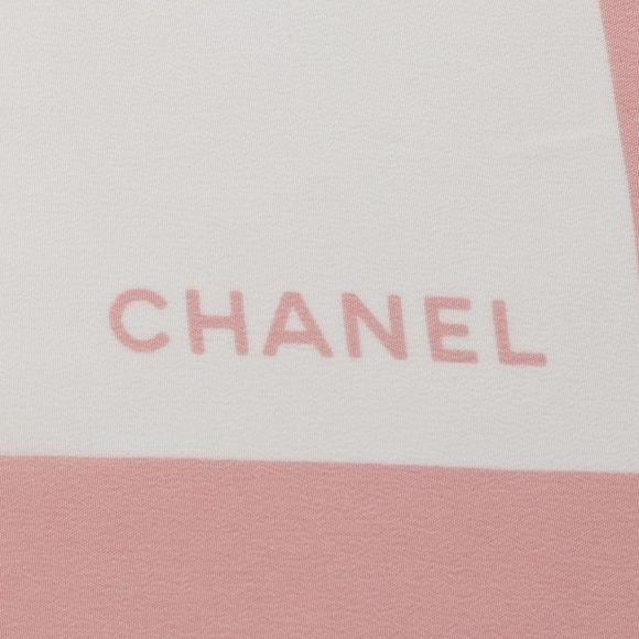 Pre-owned CHANEL White Pink Silk Scarf 87cm - Picture 2 of 6